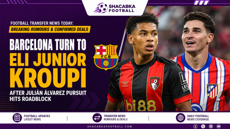 Latest football transfer news collage featuring Barcelona, Real Madrid, Tottenham, Juventus, Bayern Munich, and Manchester City stars.