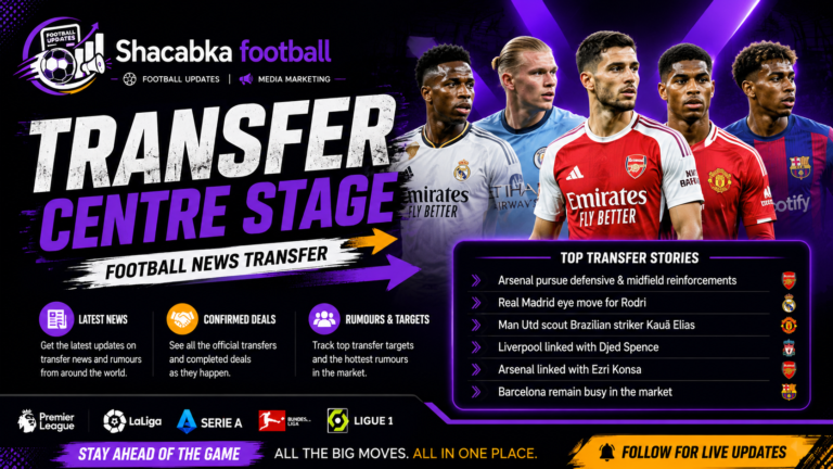 Transfer Centre Stage graphic featuring the latest football transfer news, rumours and confirmed deals involving Europe's biggest clubs.