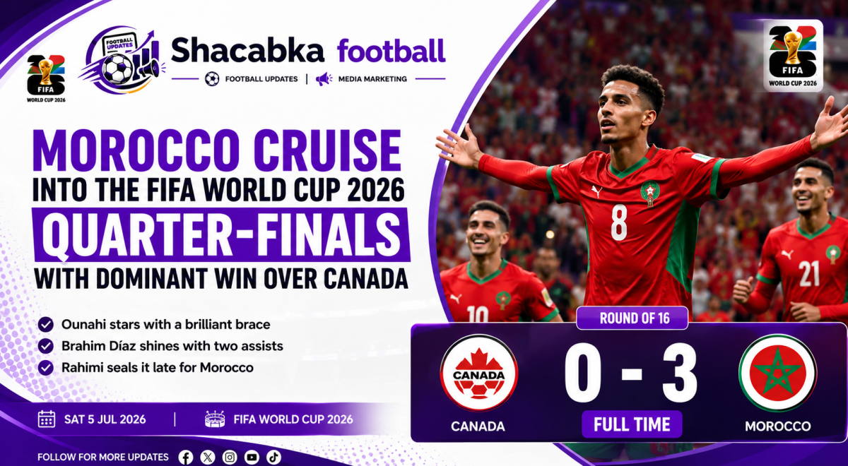 "Morocco Cruise Into the FIFA World Cup 2026 Quarter-Finals With Dominant Win Over Canada"